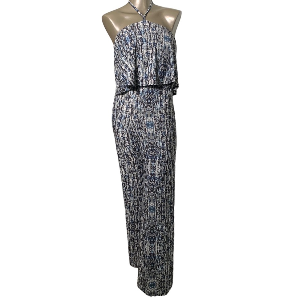 NEW! Deborah Viereck women’s XS jumpsuit printed stretch ruffle top sleeveless - Picture 9 of 10